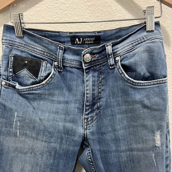 Armani Jeans Exchange Men's Skinny Distressed Blue Denim Jeans 30x32 - Picture 2 of 11